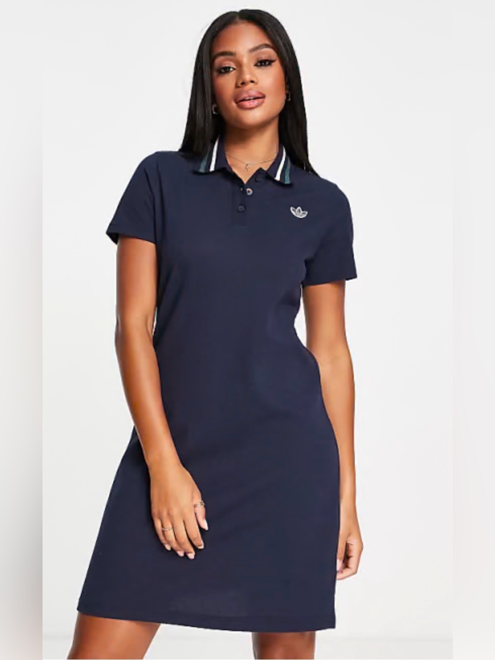 Adidas Original Preppy Varsity Women’s Navy Polo Dress with Contrast Collar